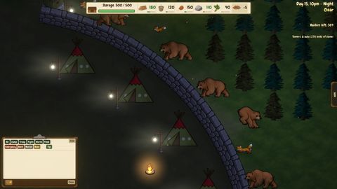Bears and foxes coming over the camp wall at night.