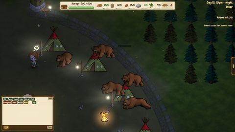 A night raid breaking through one quarter of the camp wall.